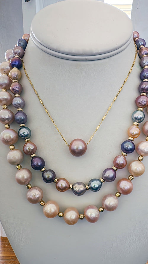 Multi Color Edison and Tahitian Pearl Necklace