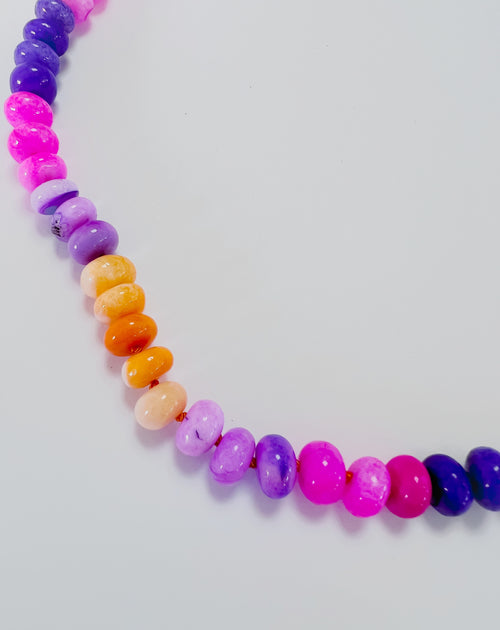Ready To Ship Purple, Pink and Orange Opal Necklace 16"