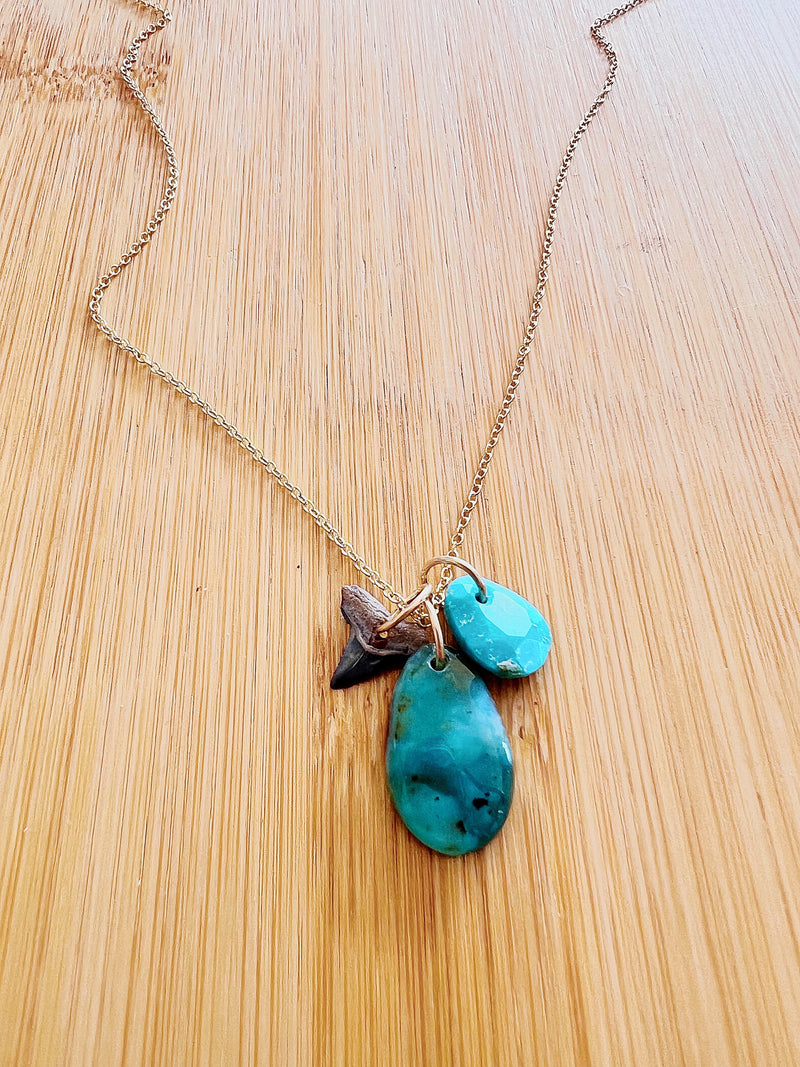Chrysoprase and Turquoise  Charm Necklace