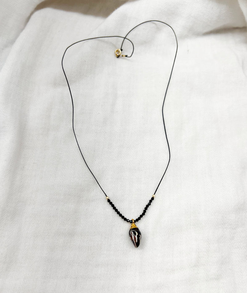 Ready To Ship - Gold Dipped Shell and Black Spinel
