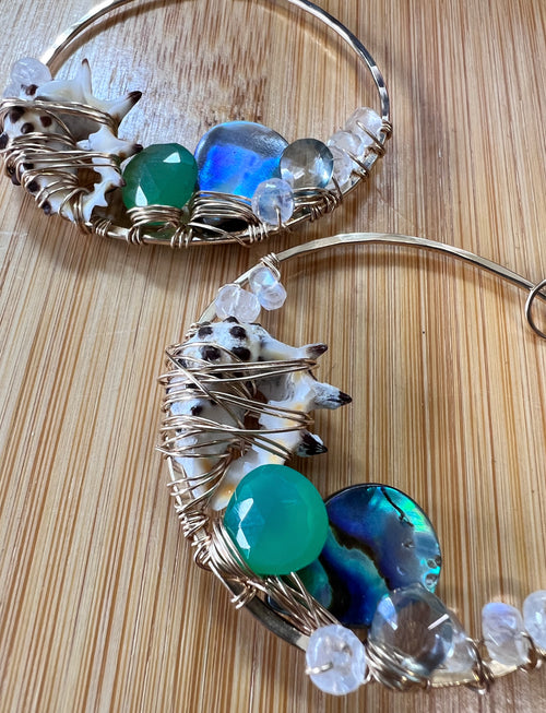 BACKORDERED Shell Cluster Earring Blue/Green