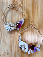 Ready To Ship Shell Cluster Earrings Pink/Purple