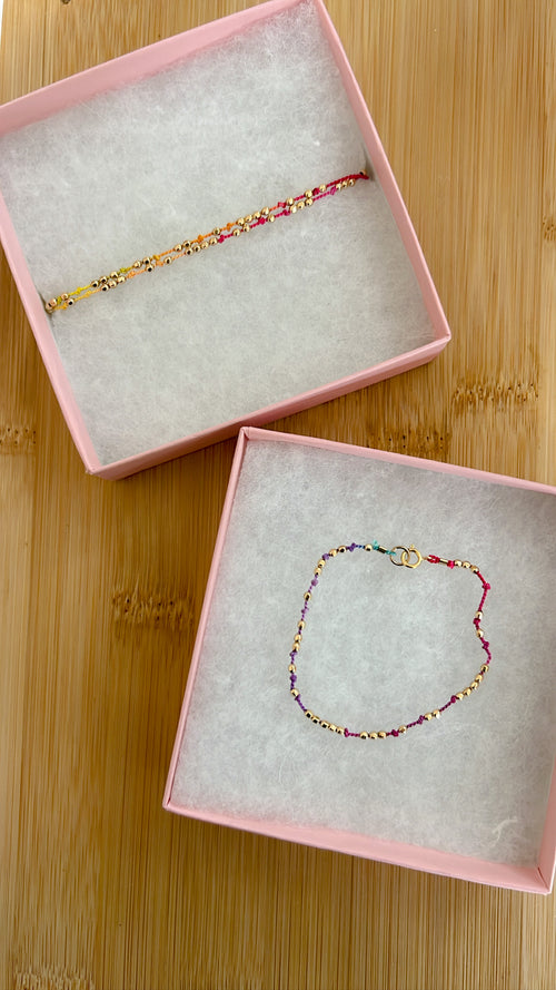 Rainbow Silk Necklace and Bracelet