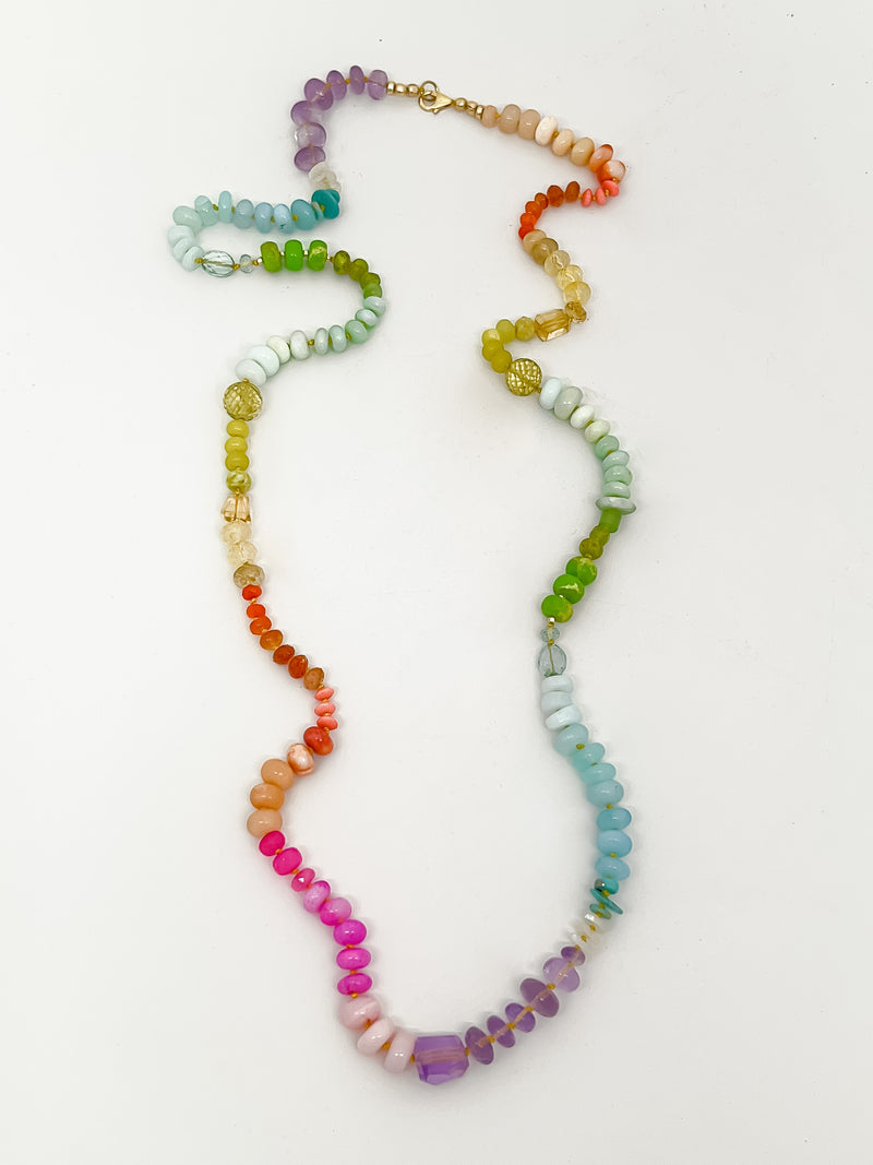 Long Rainbow Necklace Neon - ish  34"