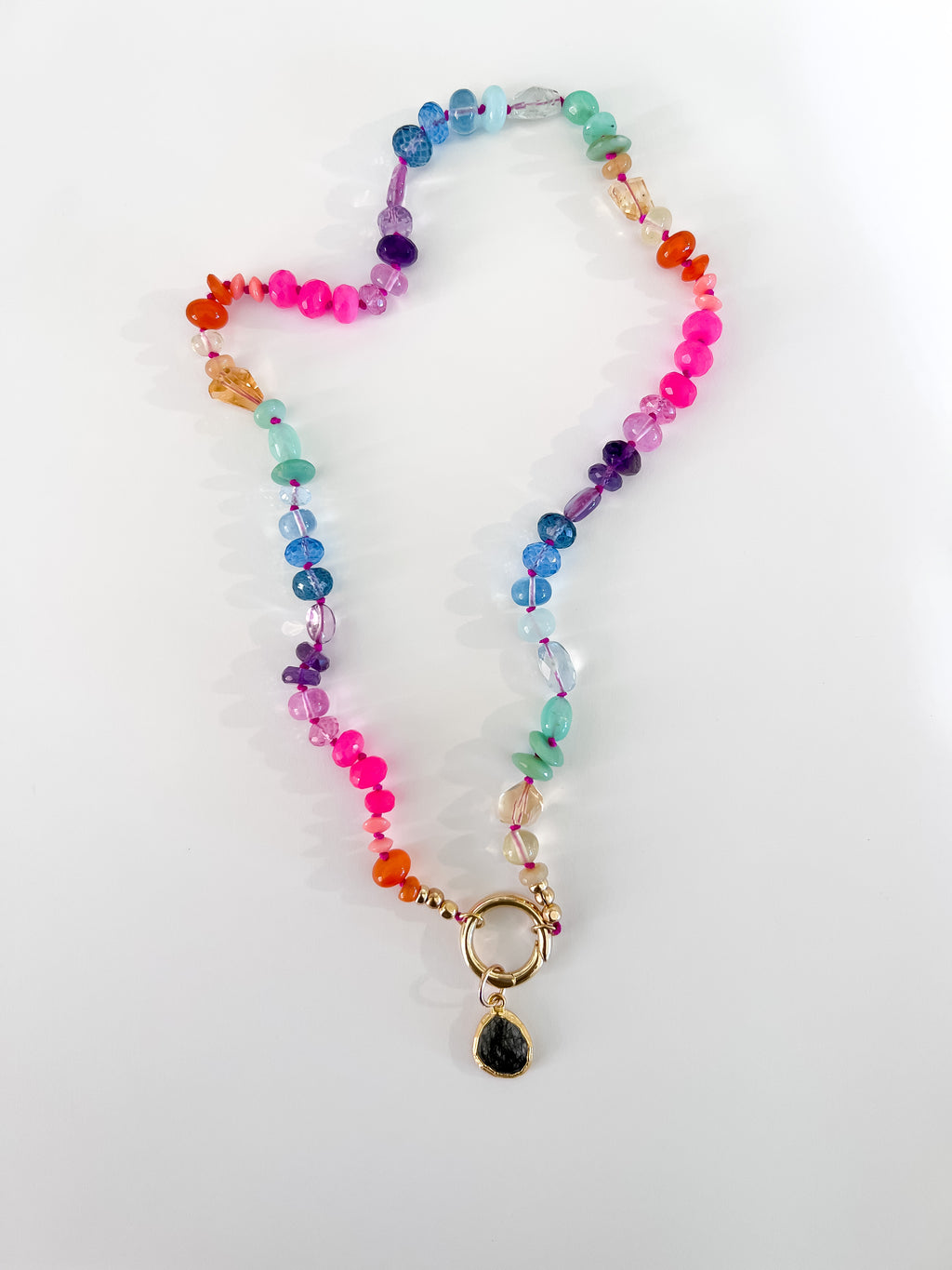 Gemstone Beaded Chain in 18K Gold - Maui Hands