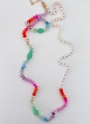 BACK ORDERED Bright Rainbow and Pearl Necklace 36”