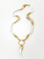 Neutral Rainbow Necklace With Tusk 18"