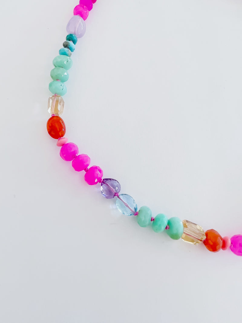 Neon Rainbow Necklace - 17.5 + 2” extender