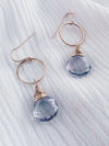 Dainty Hoop Earrings - Mystic Blue Topaz