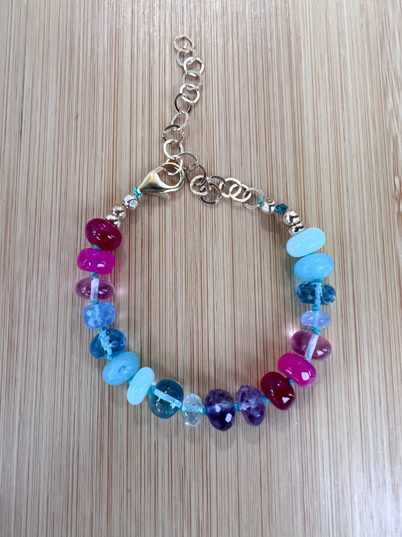 Knotted Pinks and Turquoise Bracelet