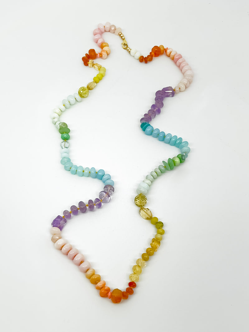 Long Rainbow Necklace Pastel 35"