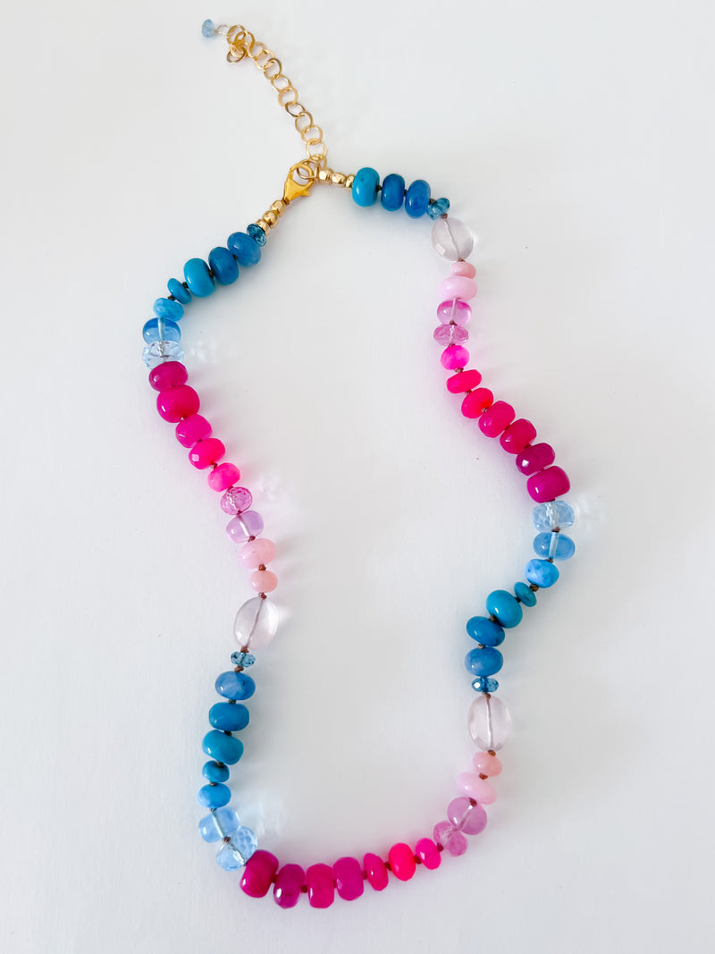 Ready To Ship Turquoise and Pink Necklace 16"