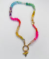Neon Rainbow Necklace With Shark Tooth 19"