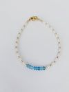 Mother of Pearl and Faceted Blue Topaz Bracelet